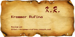 Kremmer Rufina névjegykártya